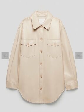 Aritzia Wilfred The Ganna Shirt Jacket Vegan Leather XS Beige